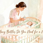 parent holding a 4 oz baby bottle next to a sleeping newborn