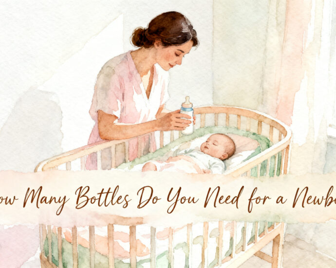 parent holding a 4 oz baby bottle next to a sleeping newborn