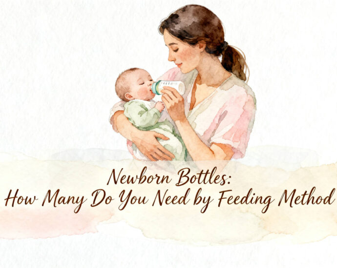 parent holding a newborn baby and offering a small 4 oz bottle