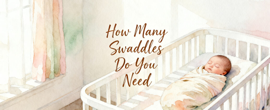 newborn baby wrapped snugly in a swaddle blanket lying in a bassinet