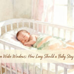 newborn baby sleeping in a bassinet after a short wake window