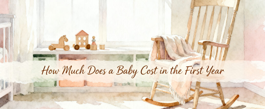 parent reviewing baby cost budget notebook with newborn nearby