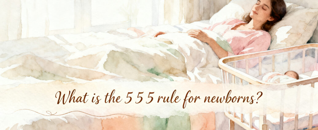new parent resting in bed with newborn in bassinet beside them postpartum